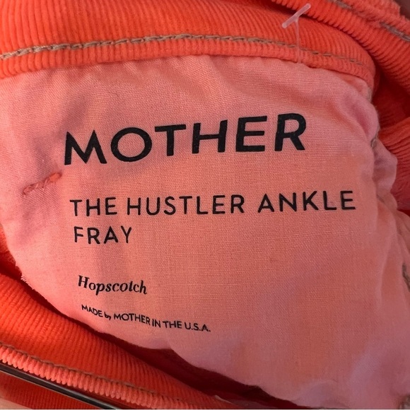 Mother The Hustler Ankle Fray Corduroy Pants Hopscotch Coral 26 NWT Contemporary - Picture 6 of 8